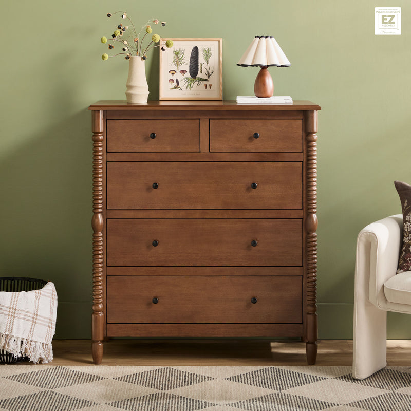 Traditional Vivienne 5-Drawer Easy Assembly Solid Wood Dresser