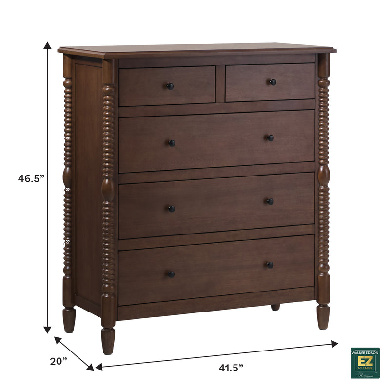 Traditional Vivienne 5-Drawer Easy Assembly Solid Wood Dresser