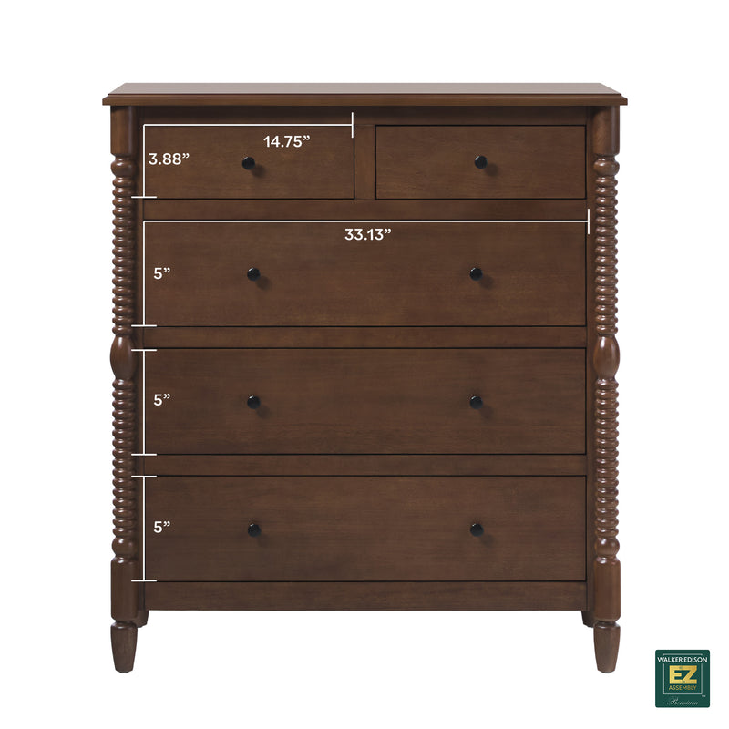 Traditional Vivienne 5-Drawer Easy Assembly Solid Wood Dresser