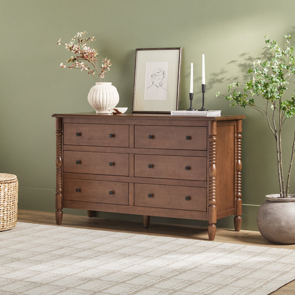 lee mid-century modern 6-drawer wide dresser product info and reviews Lee Mid-Century Modern Wood Nightstand
