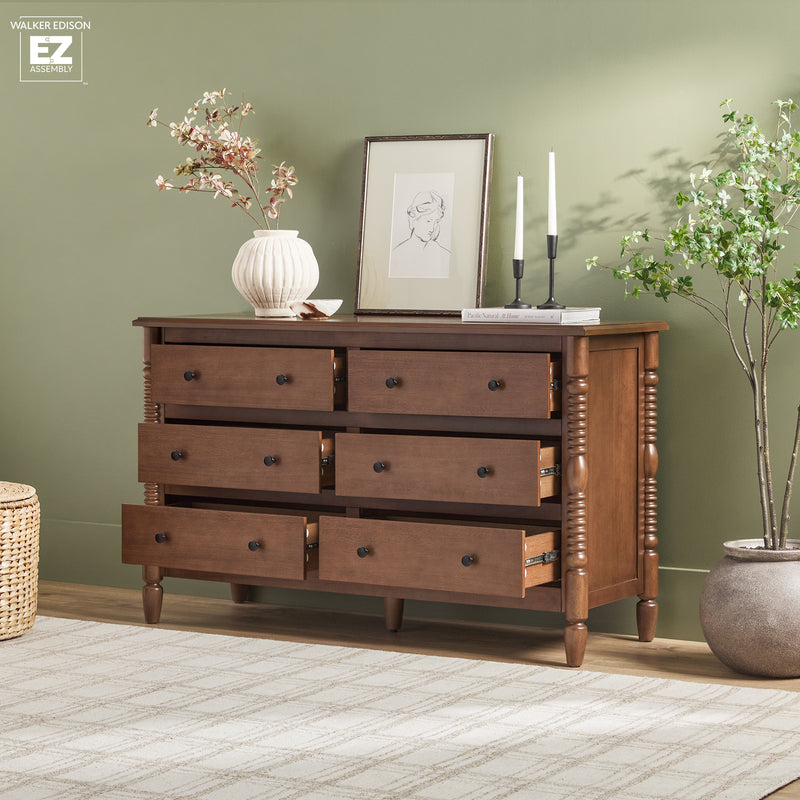 Traditional Vivienne 6-Drawer Easy Assembly Solid Wood Dresser – Walker