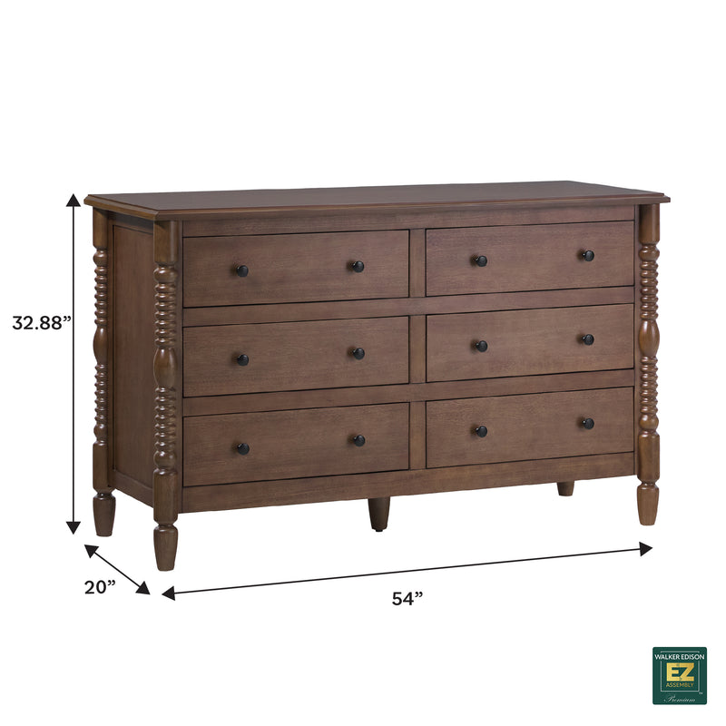 Traditional Vivienne 6-Drawer Easy Assembly Solid Wood Dresser – Walker