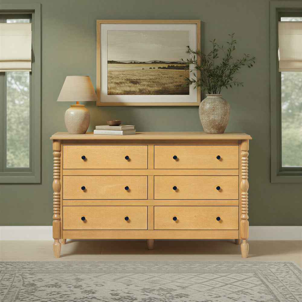 Vivienne 6-Drawer Easy Assembly Solid Wood Dresser