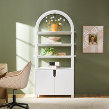 Zoey Modern Arched Wood Cabinet Storage Bookcase