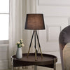 Walker Edison | 20" Tripod Leg Metal Table Lamp" Devon", Matte Black / Gold Metal