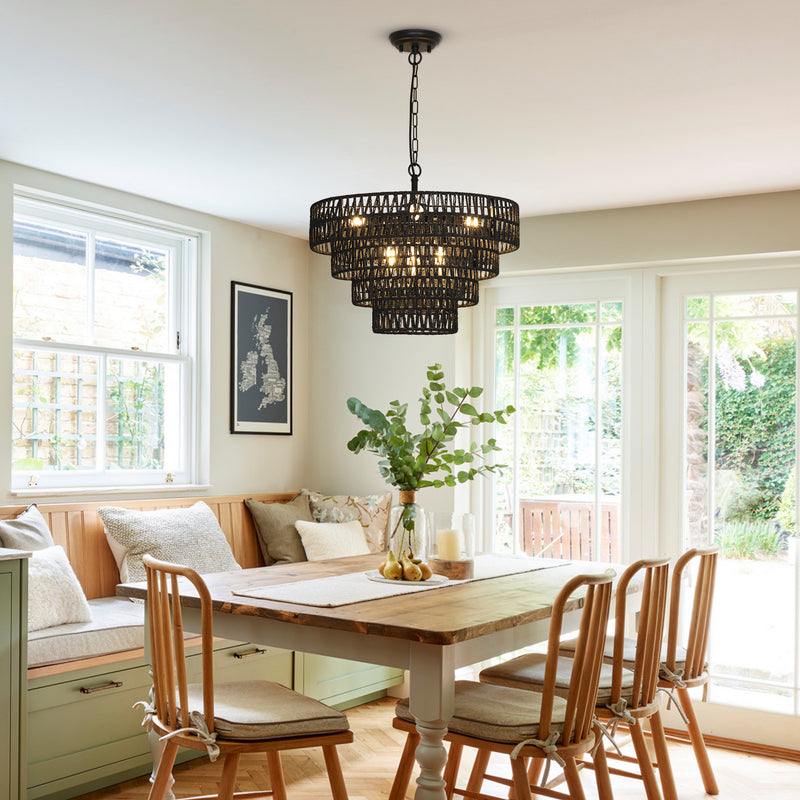 Walker Edison | Boho 6-Light Rattan Chandelier