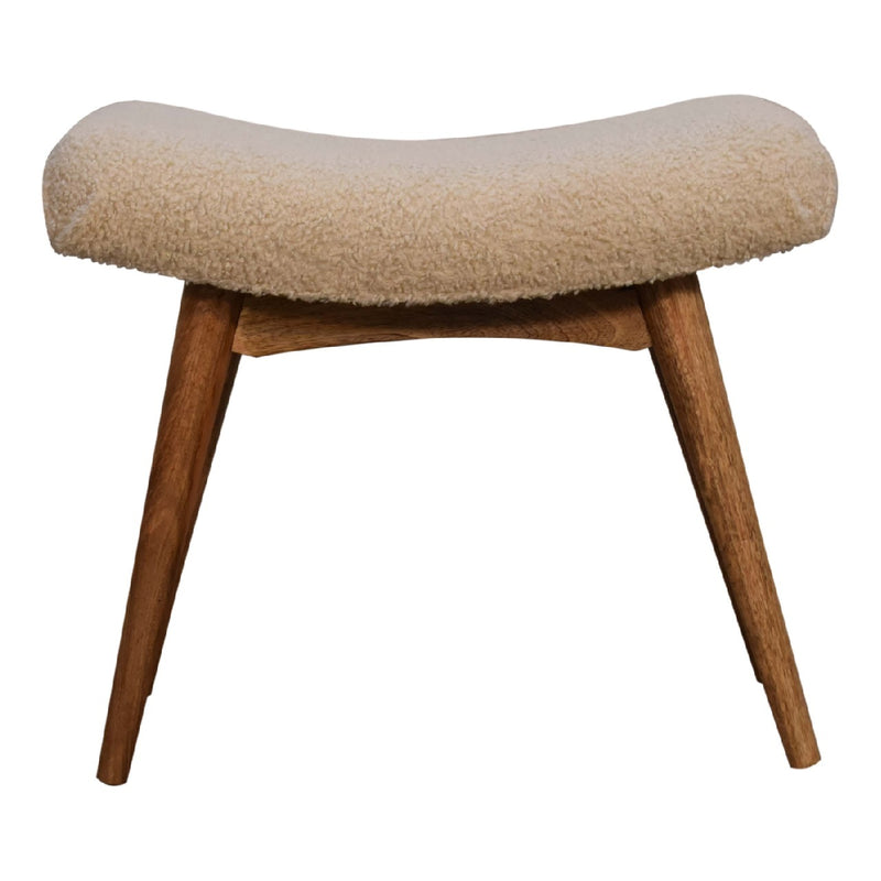 Walker Edison | Boucle Cream Curved Bench