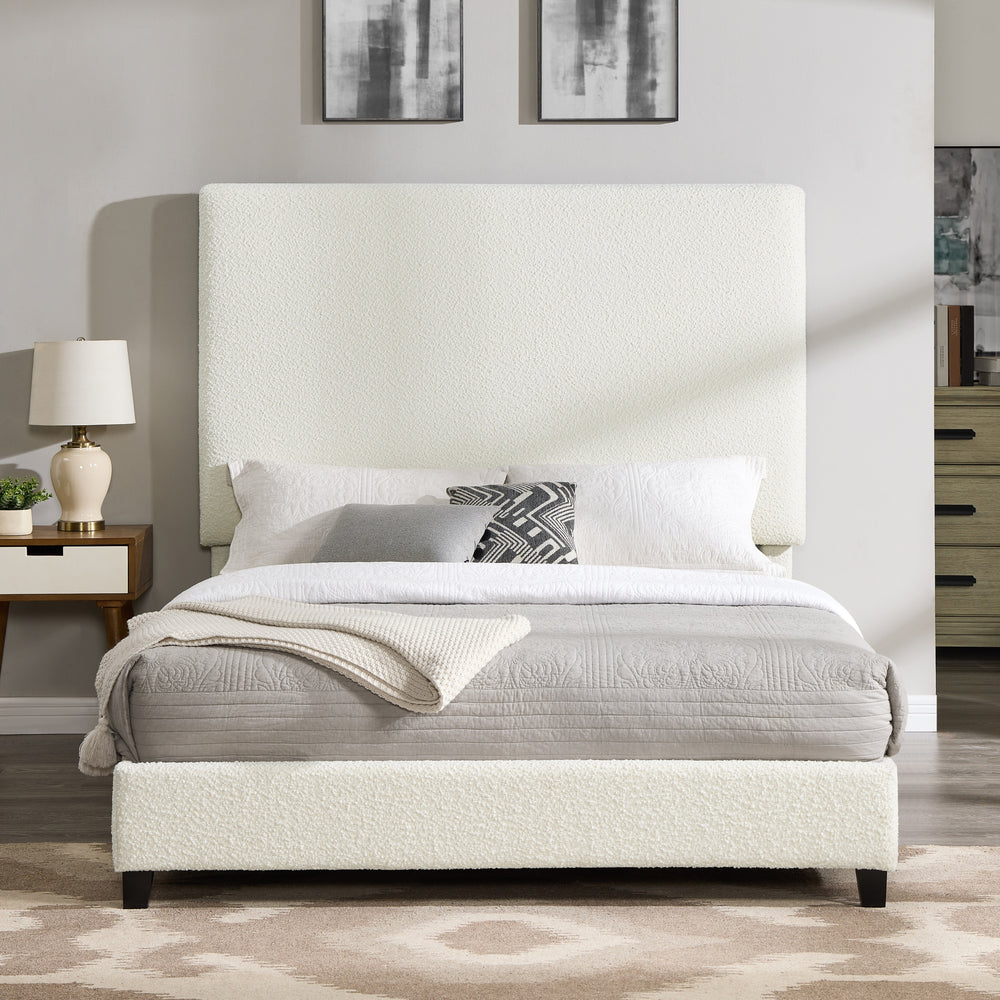 Boucle Upholstered Platform Bed