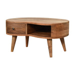 Walker Edison | Cloud Shape Mini Oak Coffee Table Thumbnail