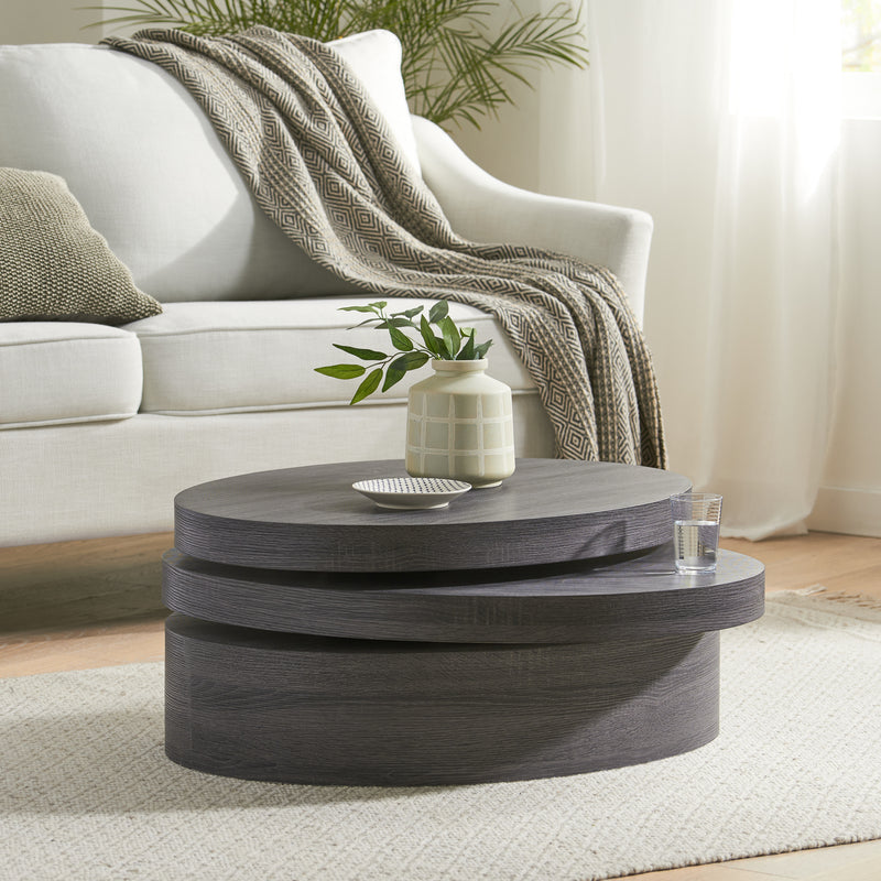 Walker Edison | MODERNESQUE ROTATING COFFEE TABLE-Matte Black