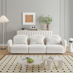 Walker Edison | Modern Teddy Three Seater White Sofa Thumbnail