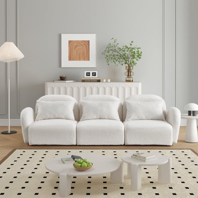 Walker Edison | Modern Teddy Three Seater White Sofa