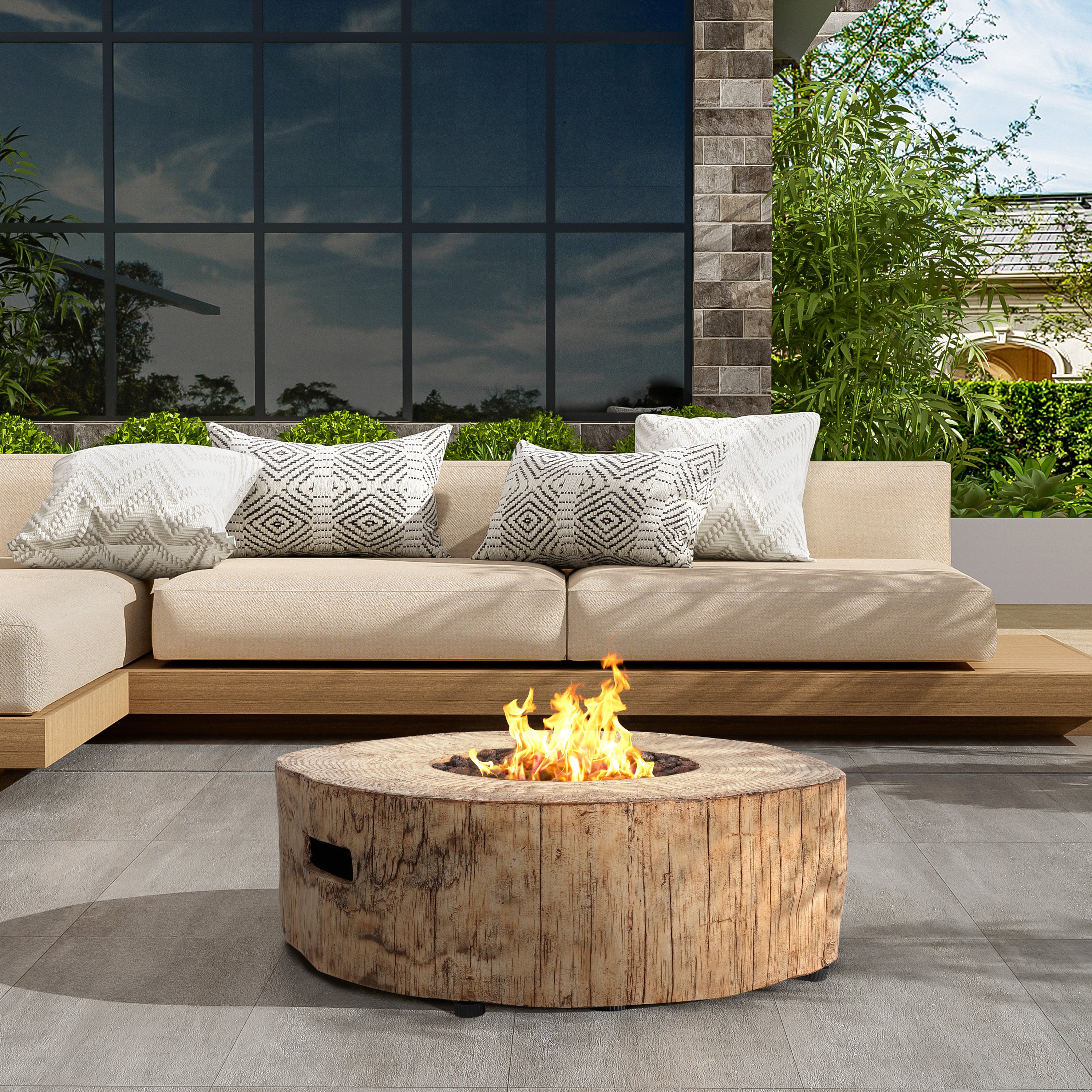 Pit Pattern V Pattern Walker Edison | Wood Pattern Outdoor Patio MGO Propane Fire Pit