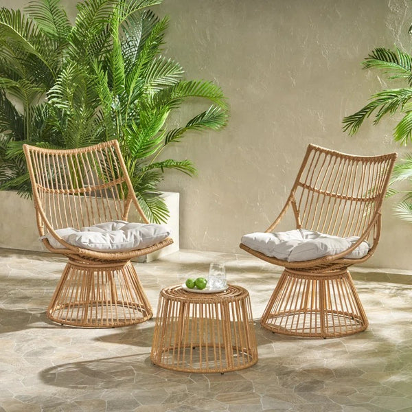 Walker Edison | Retro Wicker Outdoor Chat Set