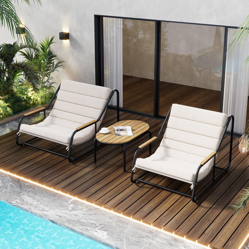 Pool Chairs And Lounges For Poolside 3-Piece Luxury Patio Chaise