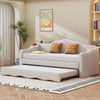 Walker Edison | Twin Size Upholstered daybed with Wave-shaped Trundle, Beige