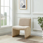 Walker Edison | Upholstered Armless Chair with Wood Legs Thumbnail