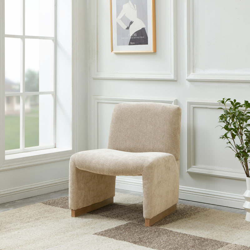 Walker Edison | Upholstered Armless Chair with Wood Legs