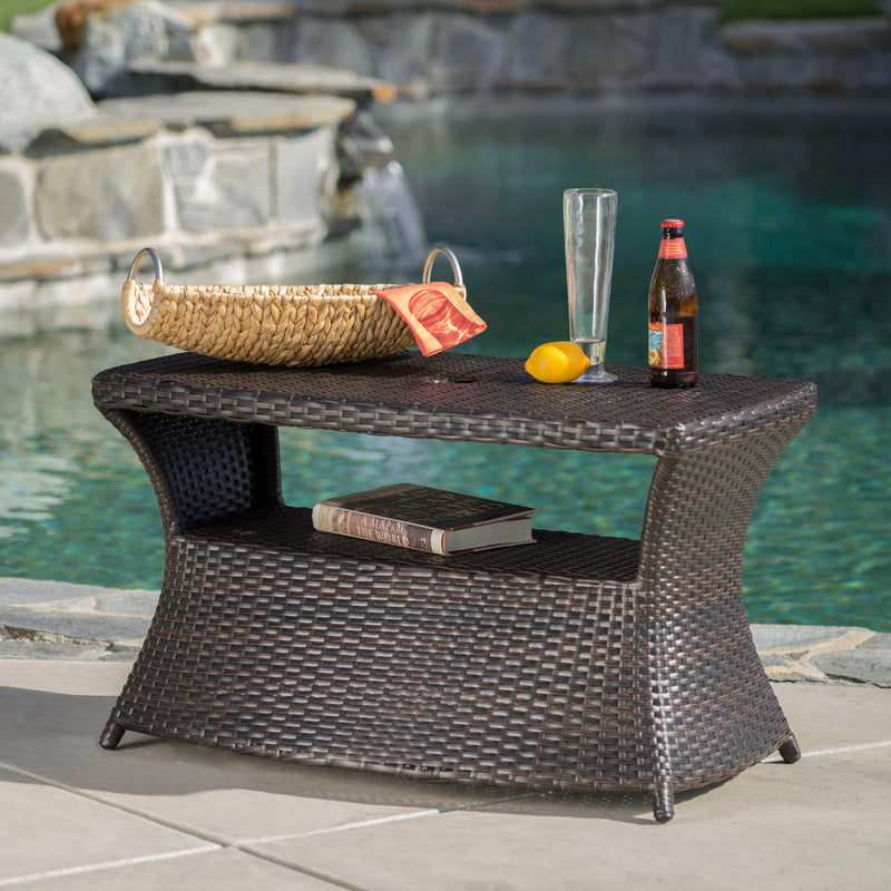 Walker Edison | Wicker Outdoor Patio Coffee Table