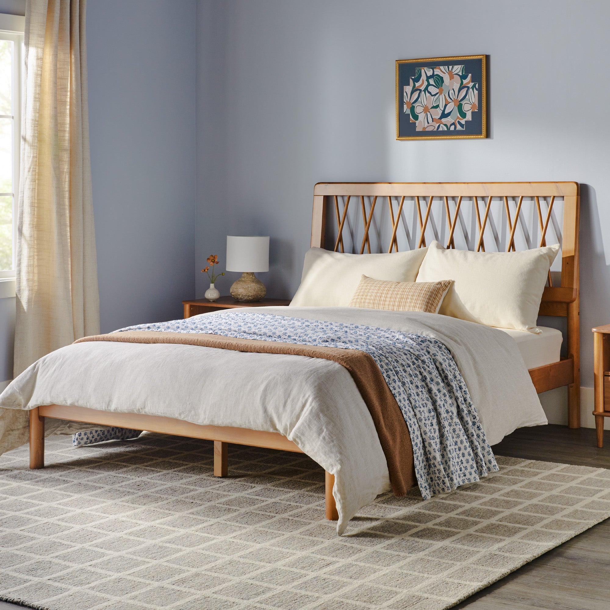 Cama X Spindle Mid-Century Modern Solid Wood Bed – Walker Edison