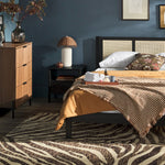 Yasmina Solid Wood Rattan Paneled Platform Bed (Queen or King) Thumbnail