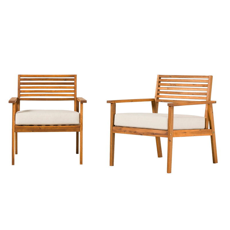 Zander Mid-Century Modern Acacia Outdoor Slat-Back Lounge Chair Outdoor Walker Edison 