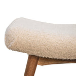 Walker Edison | Boucle Cream Curved Bench Thumbnail