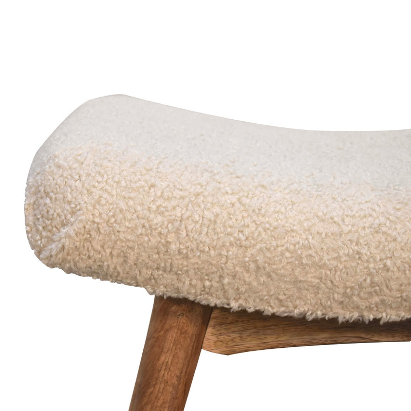 Walker Edison | Boucle Cream Curved Bench