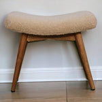 Walker Edison | Boucle Cream Curved Bench Thumbnail