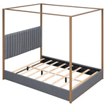 Walker Edison | Upholstered Canopy Platform Bed Thumbnail