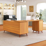 Walker Edison | Modern L-shaped 66" Desk with Storage Thumbnail