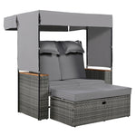 Walker Edison | Outdoor Patio 2-Piece Rattan Chairs and Bench Roof Set Thumbnail