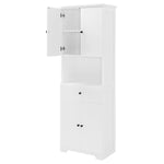 Walker Edison | White Tall Bathroom Storage Cabinet Thumbnail