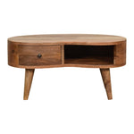 Walker Edison | Cloud Shape Mini Oak Coffee Table Thumbnail