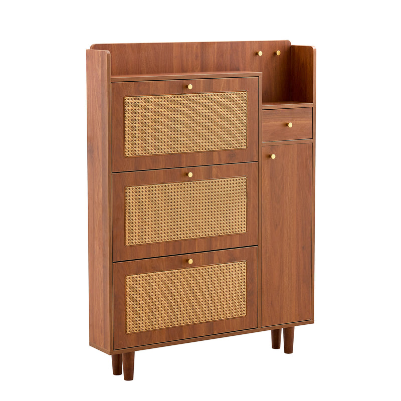 Walker Edison | Rattan Modern Minimalist Entryway Storage Cabinet