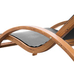 Walker Edison | Mesh Outdoor Chaise Wood Lounge Chair with Pillow Thumbnail