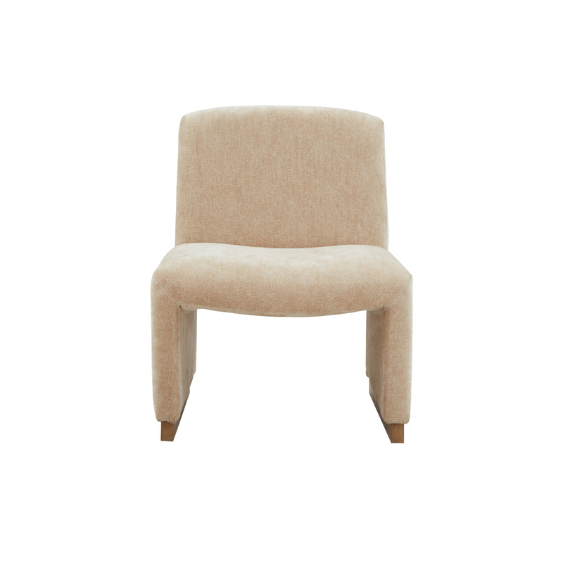 Walker Edison | Chenille Upholstered Armless Chair with Wood Legs