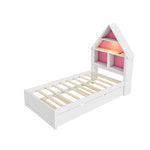 Walker Edison | Twin Size House Shaped Bed with Bookcase Headboard Thumbnail