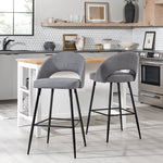 Modern 2-Piece Minimalist Upholstered Bar Stool Set Dining / Kitchen Walker Edison  Thumbnail