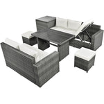 Walker Edison | Outdoor 6-Piece Wicker Storage Sofa Set Thumbnail