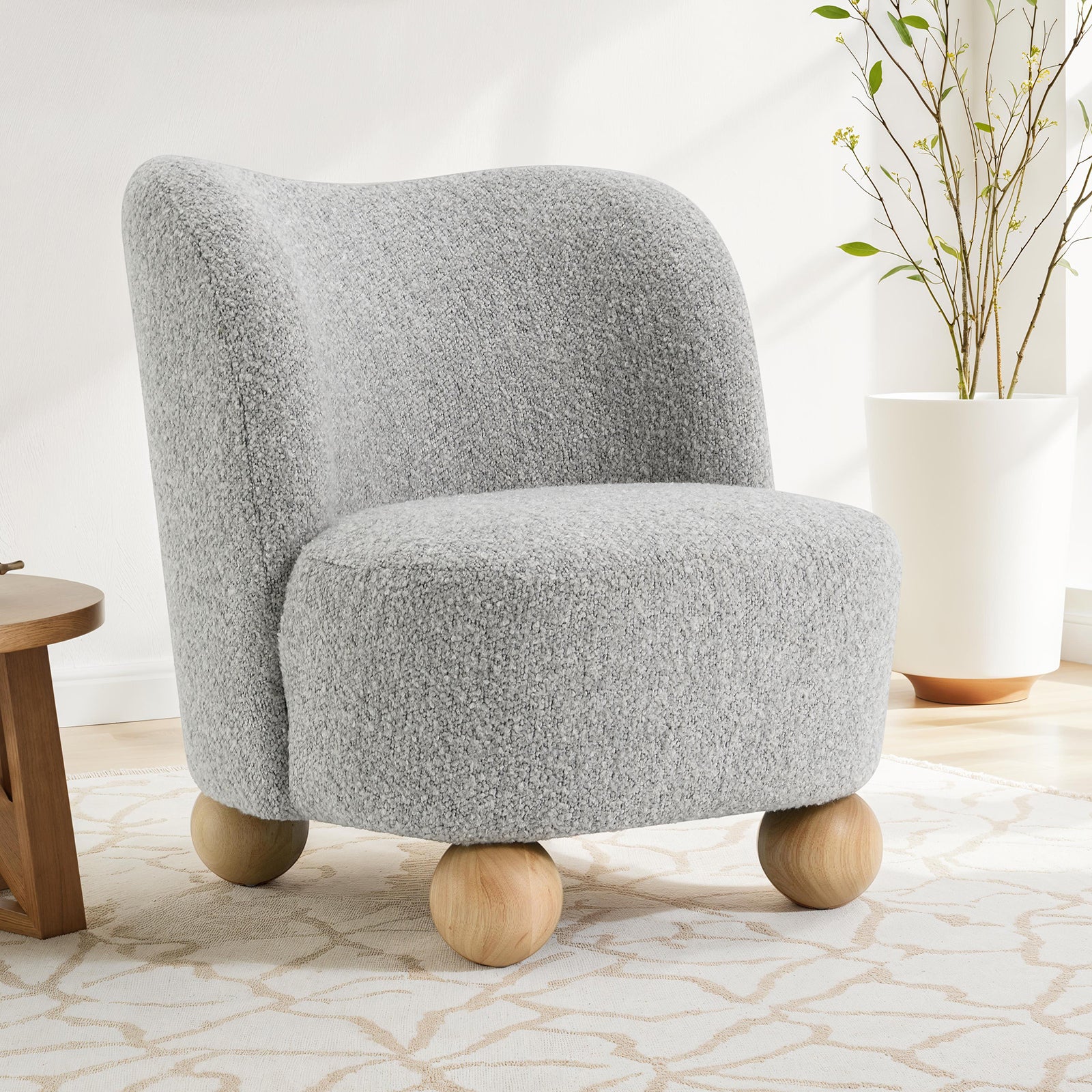 Walker Edison Curve Back Boucle Accent Chair - Thumbnail 5