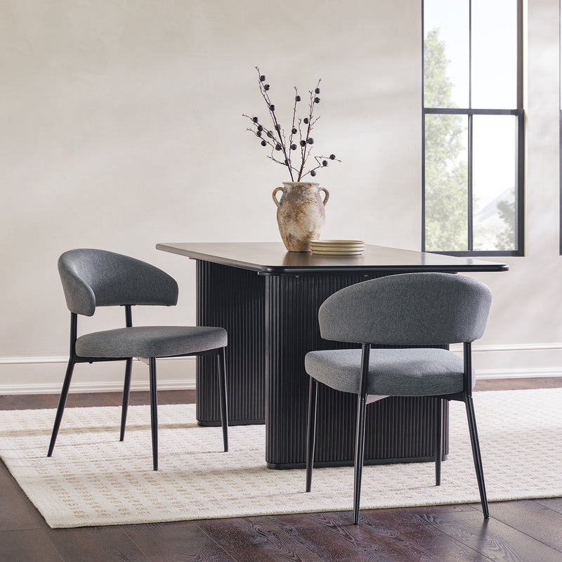 Modern Curved Back Upholstered Dining Chair, set of 2 Living Room Walker Edison Charcoal 