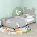 Walker Edison | Twin Size Faux Leather Daybed with Cartoon Ears Shaped Headboard Thumbnail