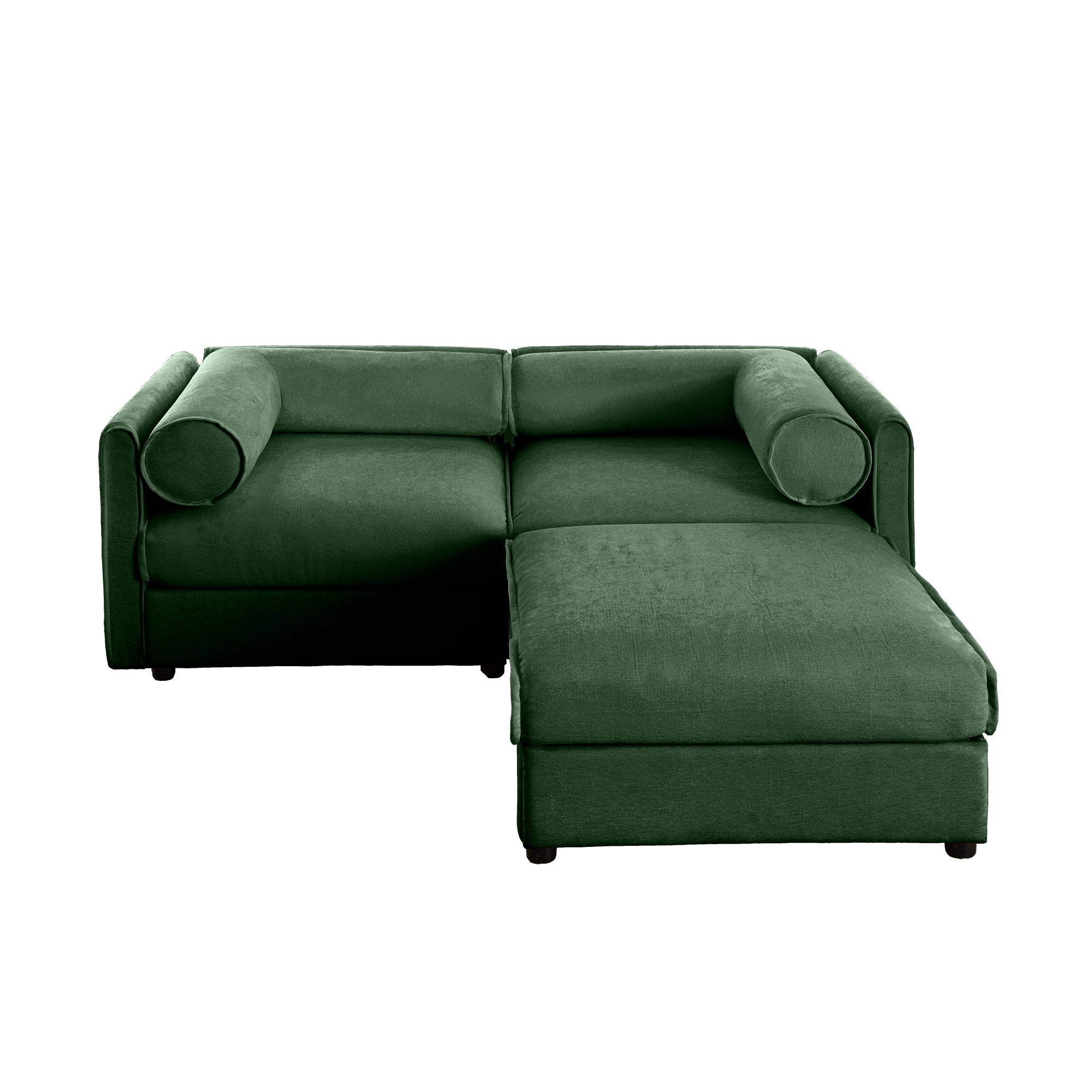 Walker Edison | Modern Green Chenille 2-Seater Loveseat Sofa with Otto