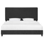 Walker Edison | King Size Charcoal Grey Upholstered Platform Bed Thumbnail