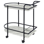 Walker Edison | Faux White Marble Serving Cart with Wine Rack Thumbnail