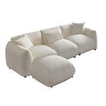 Walker Edison | Minimalist Sherpa 3-Seater Modular Cloud Couch with Ottoman Thumbnail