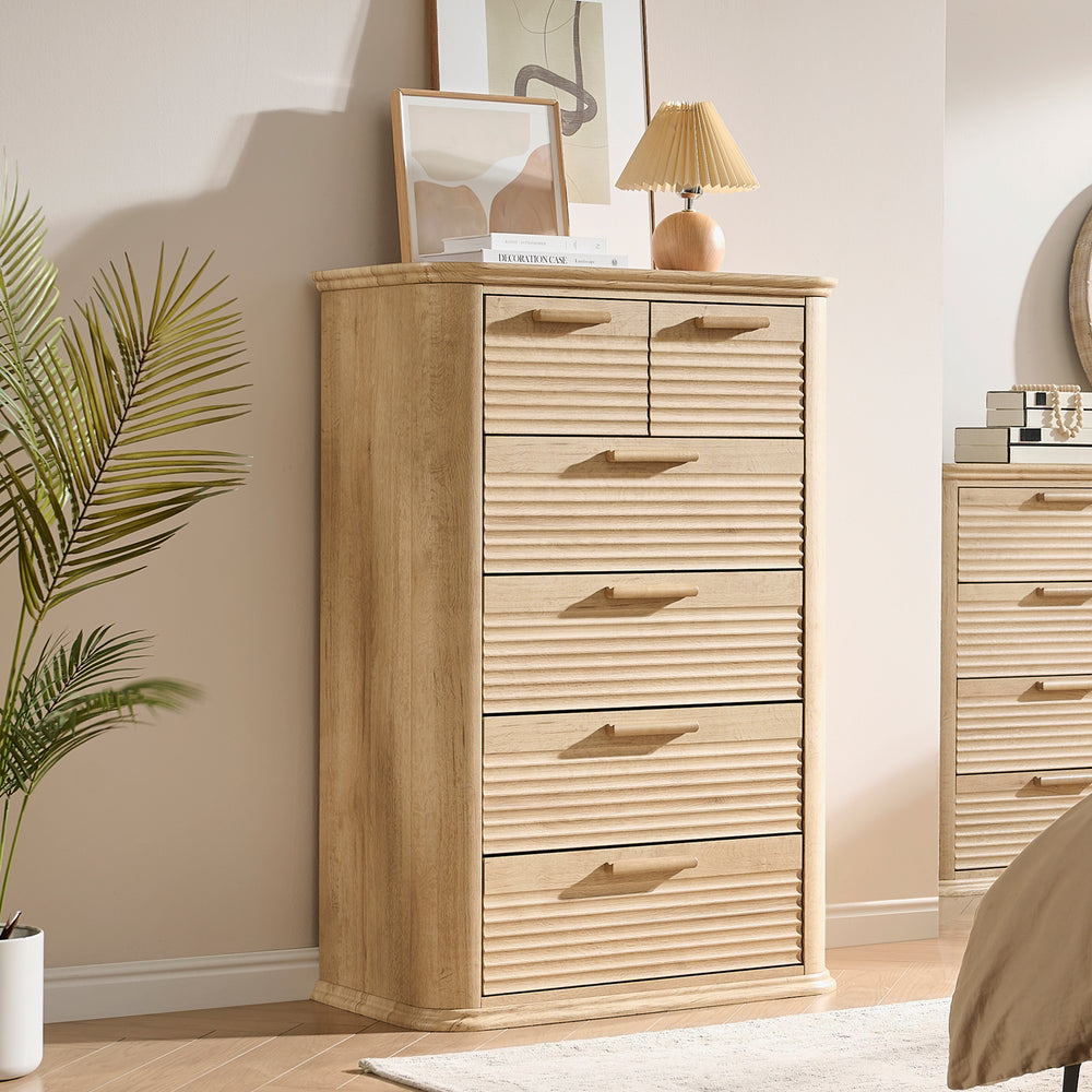 white christmas dresses Curved Tall Fluted 6 Drawers Dresser Chest – Walker Edison