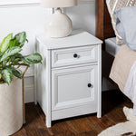 Groove Side 1 Drawer, 1 Door Nightstands 2 Piece Set Living Room Walker Edison White 1-pack  Thumbnail