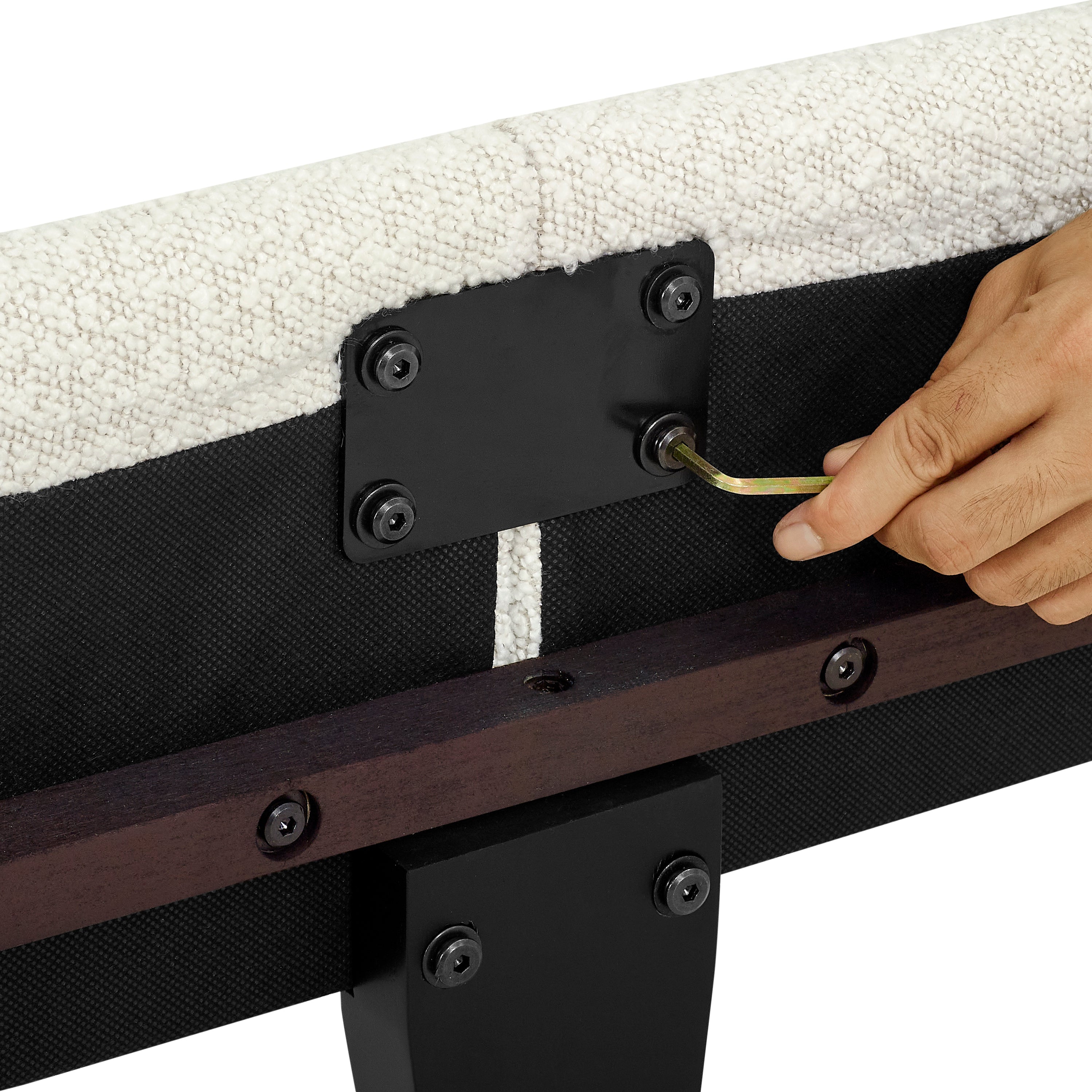 Walker Edison Boucle Upholstered Platform Bed - Thumbnail 3